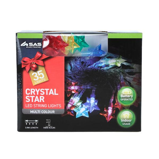 Star String Light Battery Operated 35LED 3.85m MultiColour