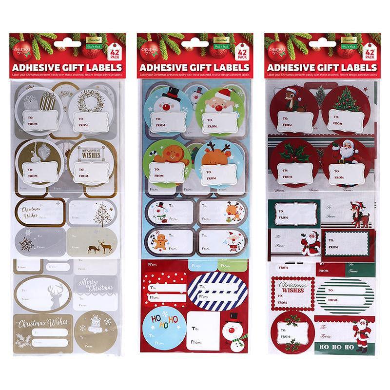 Gift tags adhesive Christmas 42pk