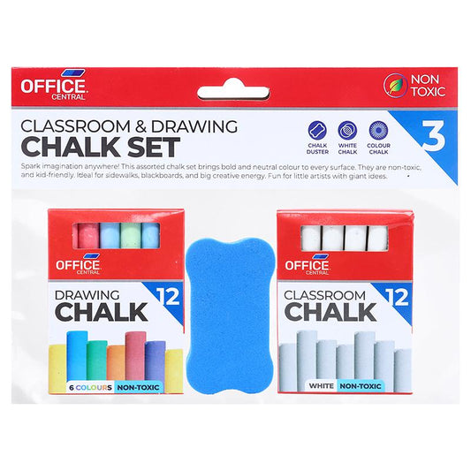 Chalk Set with Duster 3pk