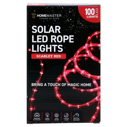 Homemaster Solar Rope Lights 100 LED 12mtr Red