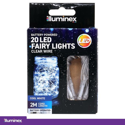 Fairy lights battery operated 20 LED 2m Cool white
