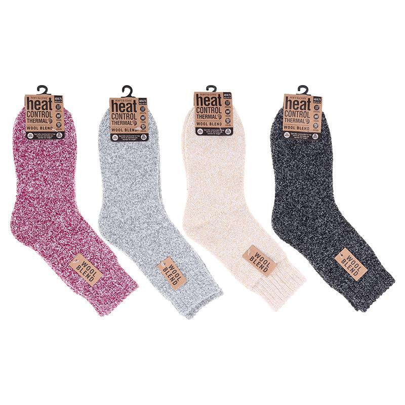 Socks heat control crew cut wool blend adult sz 6-10
