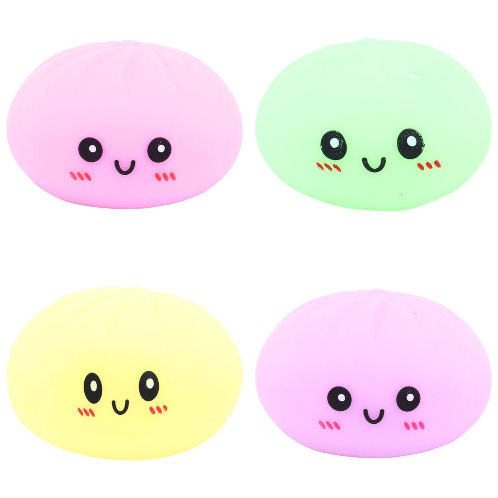 Squishy toy dumpling smiley face asst
