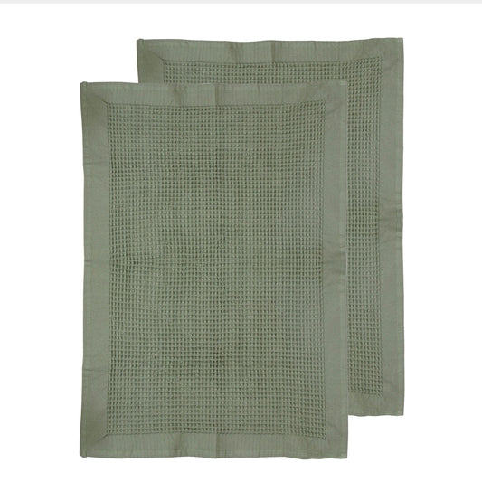 Ollie Waffle green 2pk kitchen towel