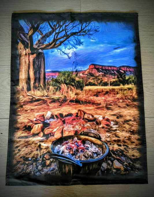 Camp oven tea towel