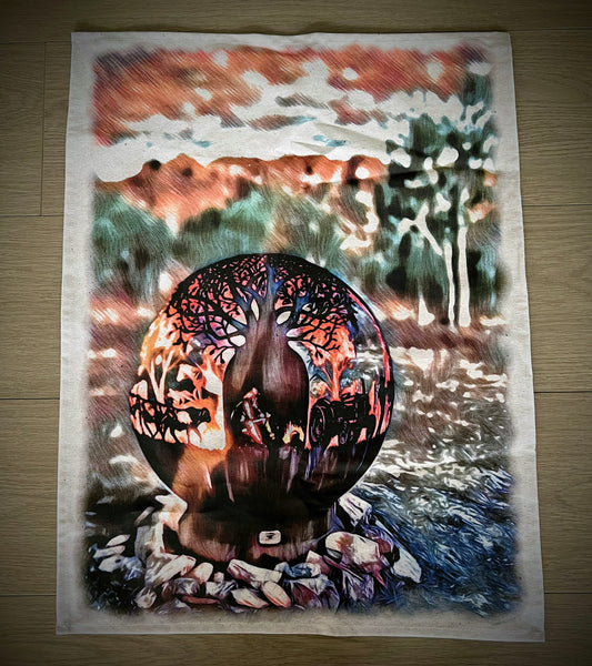 Boab campfire tea towel