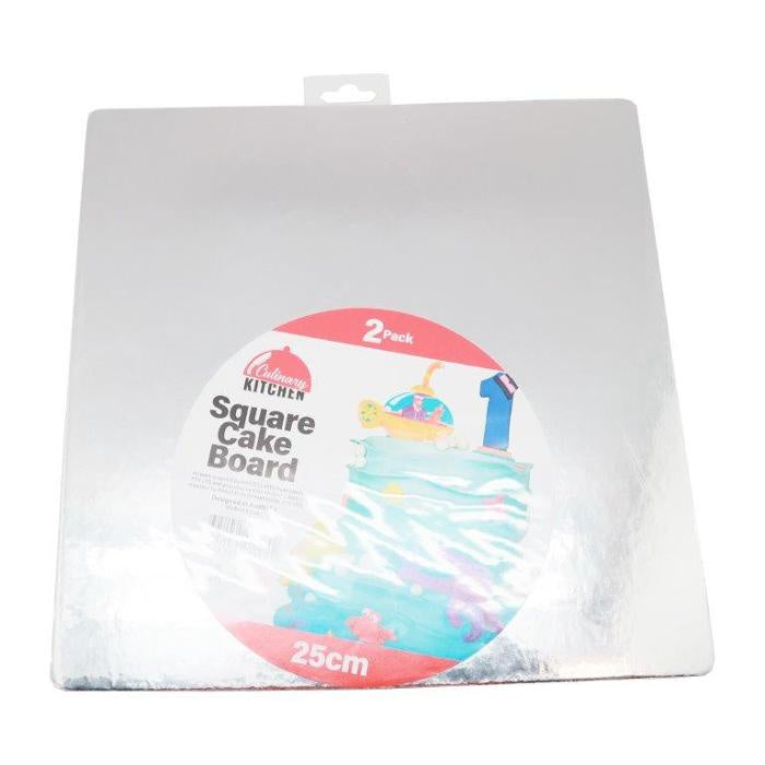 Cake board square 25x25cm 2pk