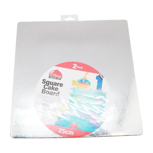 Cake board square 25x25cm 2pk