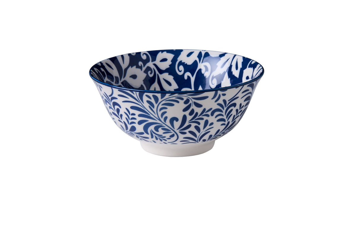 Porcelain bowl 15cm Blue foilage