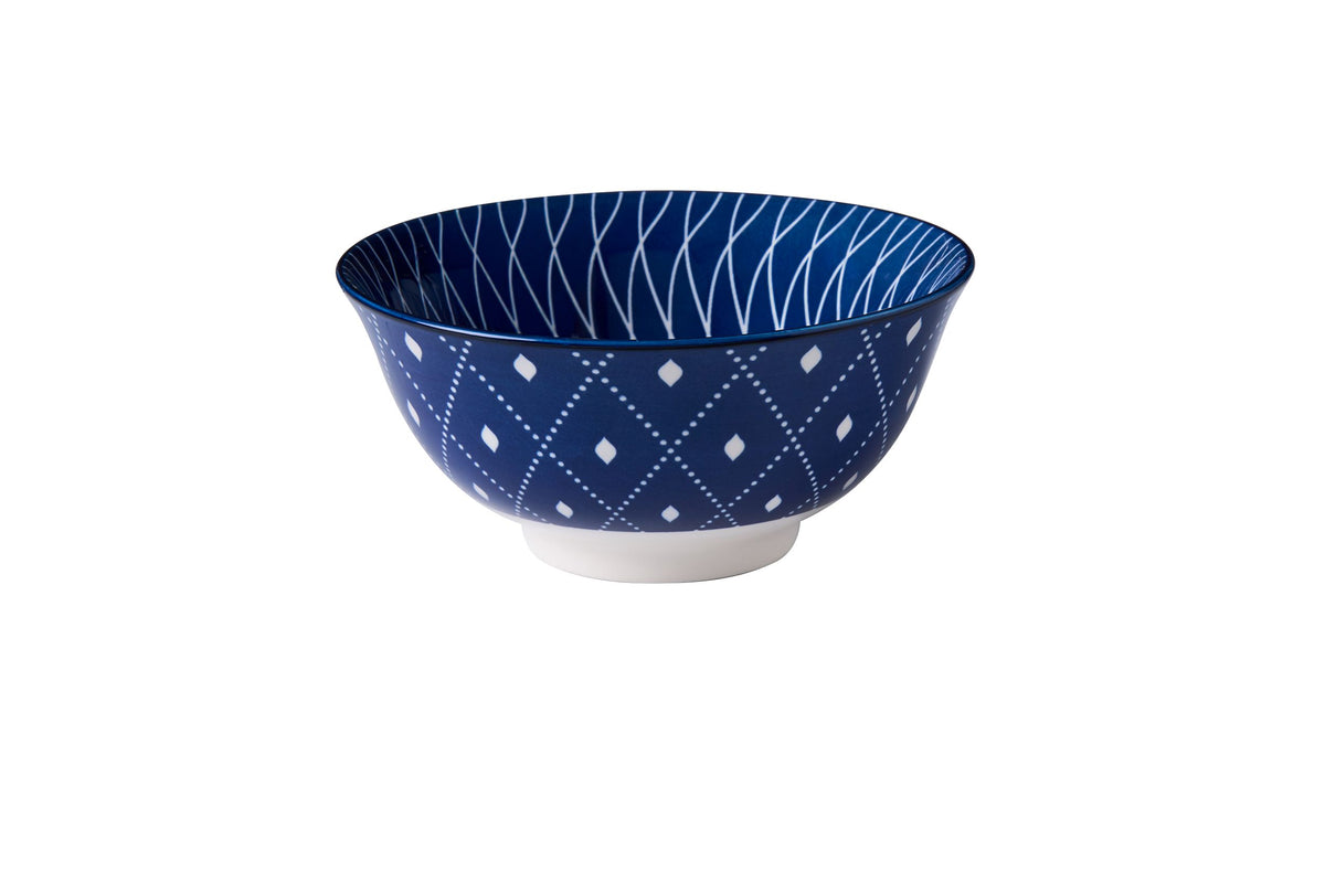 Porcelain bowl 15cm blue spiral