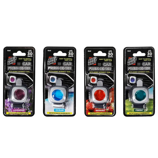 Car freshener w/vent clip 4ml asst
