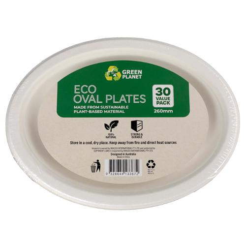 Eco disposable oval plates 26cm 30pk