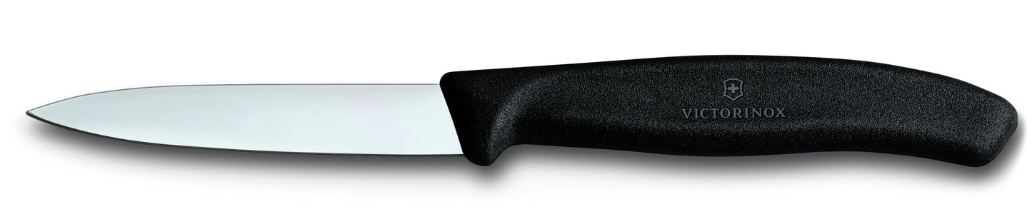 Paring knife straight edge pointed tip 8cm black
