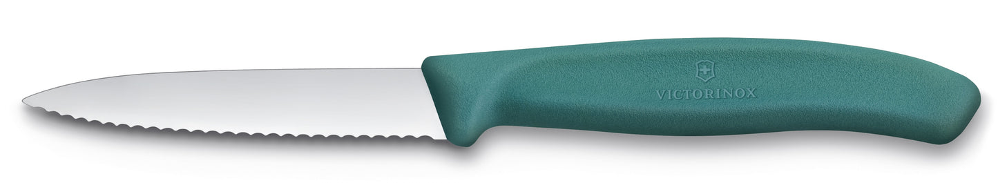 Paring knife wavy edge pointed tip 8cm green