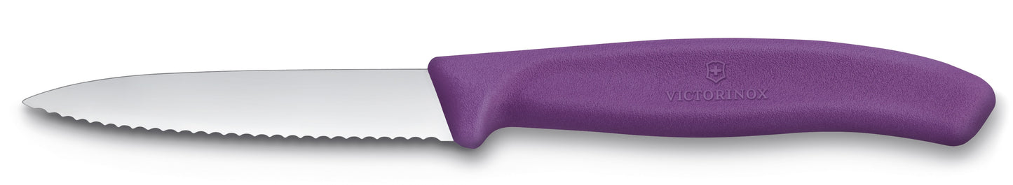 Paring knife wavy edge pointed tip 8cm purple