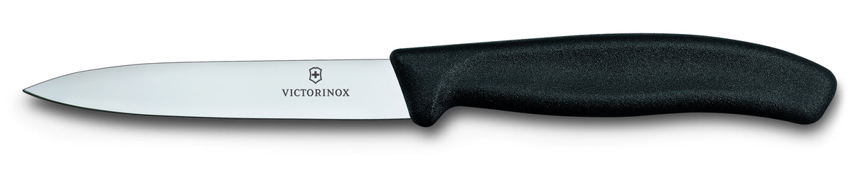 Paring knife straight edge pointed tip 10cm black