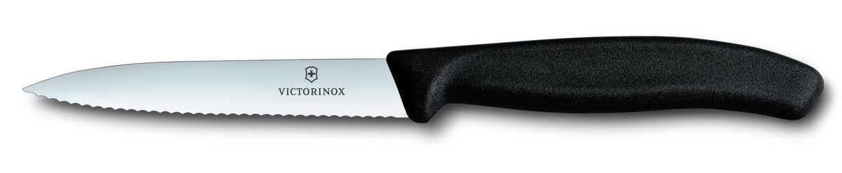 Paring knife wavy edge pointed tip 10cm black