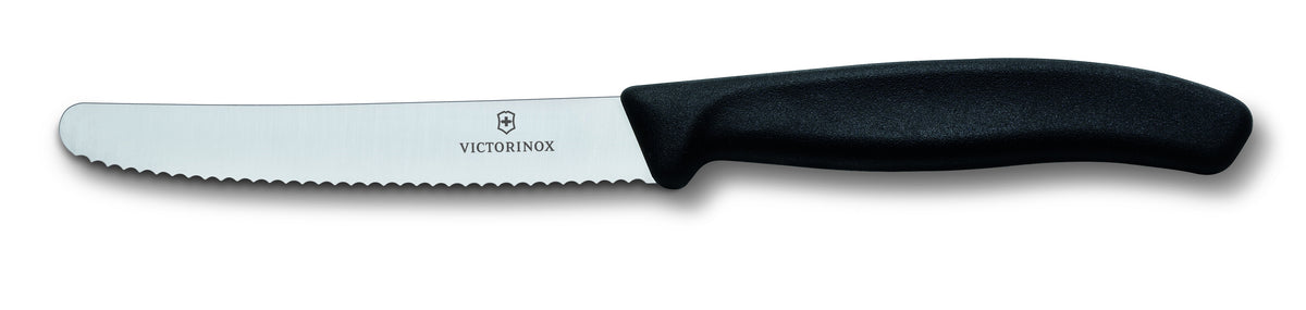 Steak & Tomato knife wavy edge round tip 11cm black
