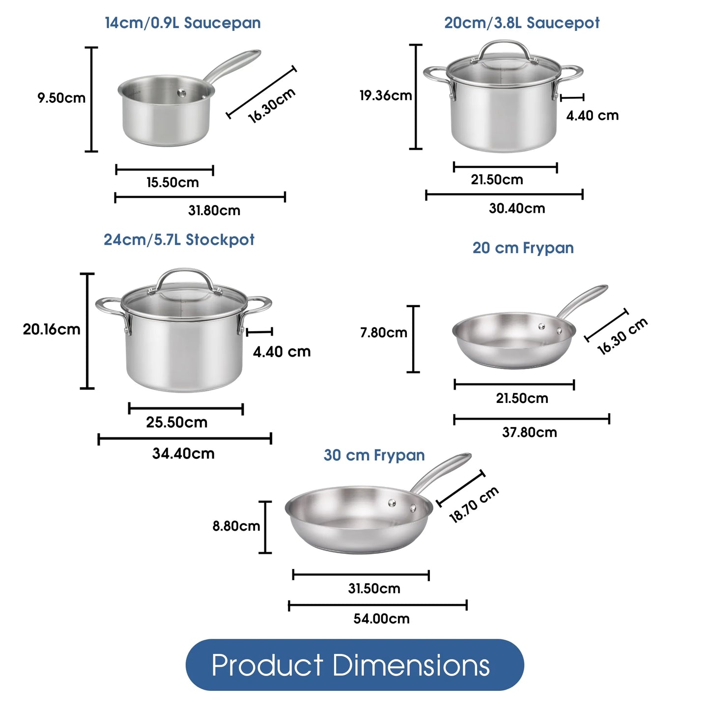 Stainless essentials 5pc cookware set