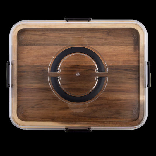 Acacia wood rectangular grazing platter w/lid