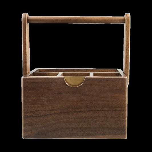 Acacia wood cutlery caddy