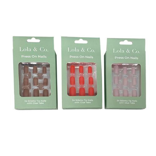 Nails press on square 24pk