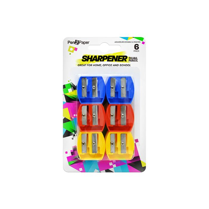 Pencil sharpener dual hole pack of 6