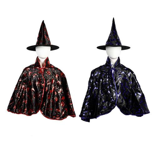 Witch hat cloak metallic kids