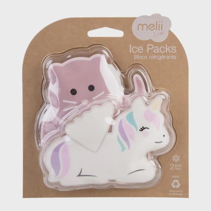Gel icepacks set 2 unicorn/cat