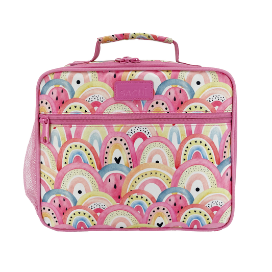 Insulated crew lunch bag w/bottle holder boho rainbows