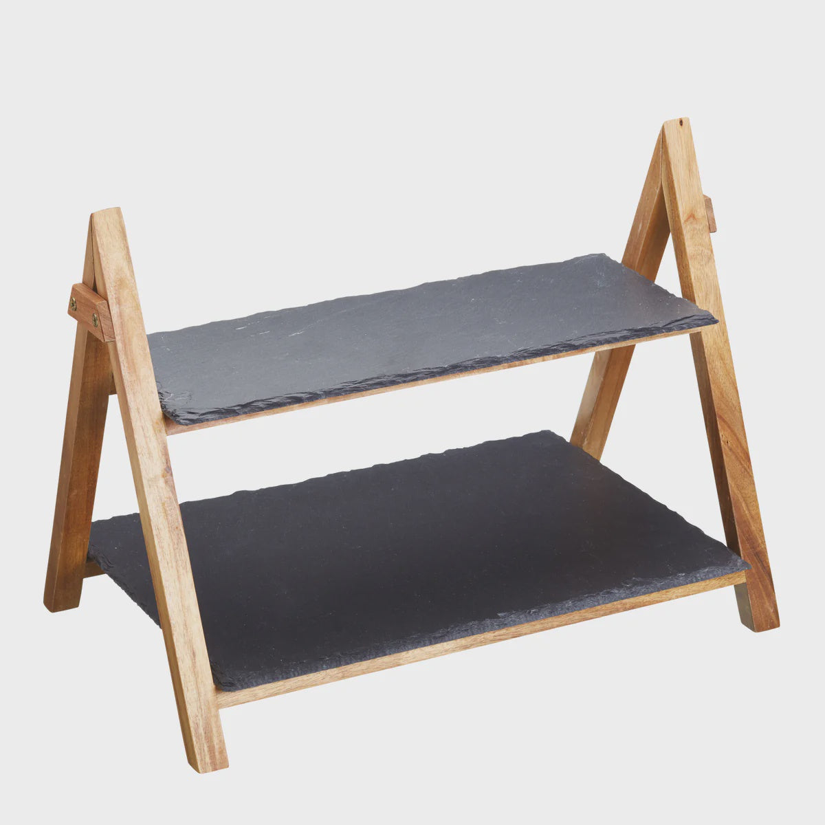 Artesa serving stand 2 tier 40x30cm natural/slate