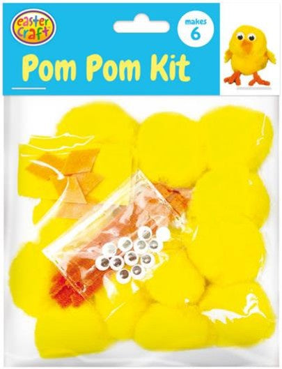 Yellow pom pom chick kit 6pk