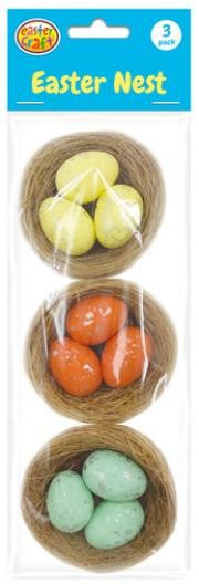 Nests w/eggs 55mm 3pk