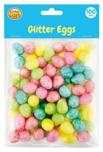 Glitter eggs 20mm 100pk multicolour