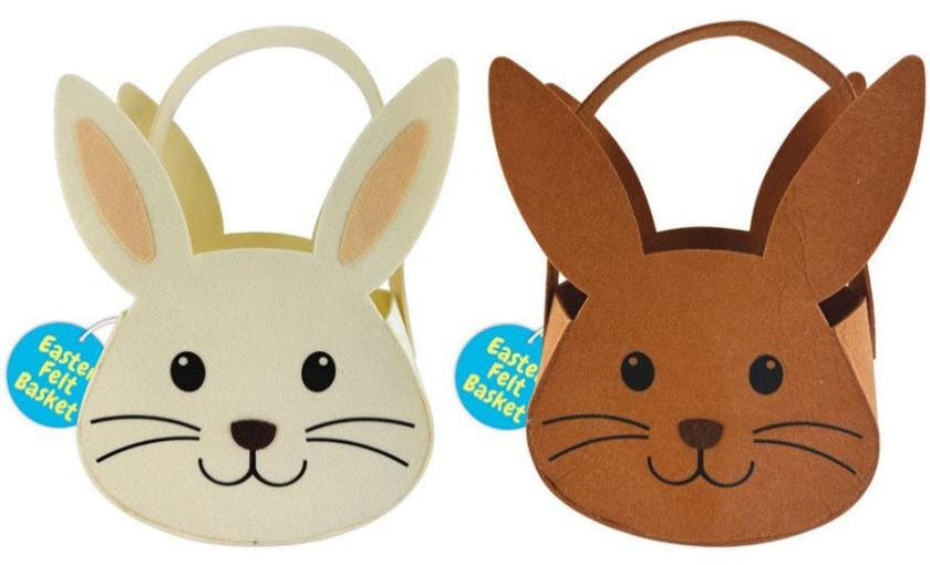 Bunny head felt basket 2 asst