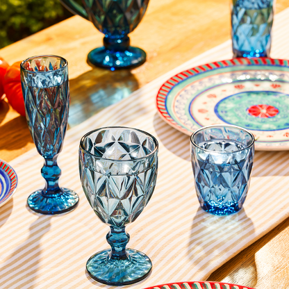 Deanna Wine Glass Blue 4pce