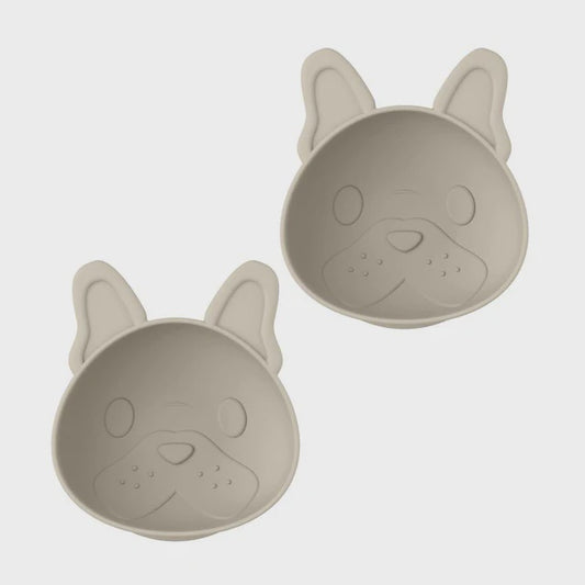 Silicone suction bowl 2pack bulldog