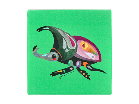 Peter Cromer Garden ceramic sq coaster 9.5cm Rhino Beetle