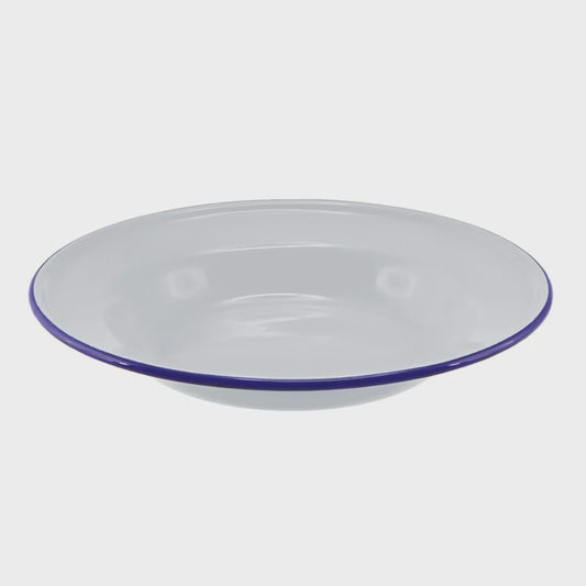 Enamel Soup plate 24cm White/blue rim