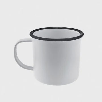 Enamel mug 9cm/500ml white/blue rim