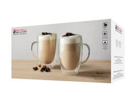 Double wall glass mug 350ml set of 2