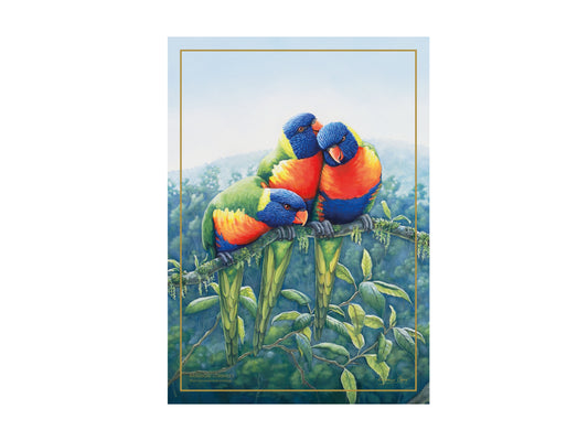 Birds of Australia 10yr Anniversary tea towel lorikeet 50x70cm