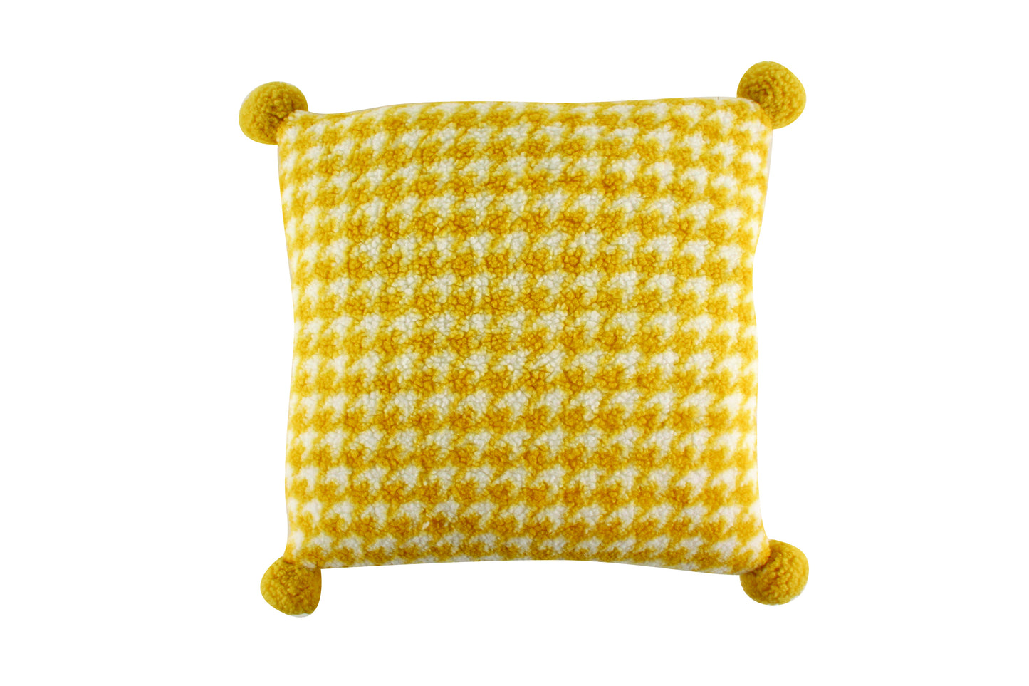 Ceres fluffy houndstooth filled cushion w/pom 50x50cm