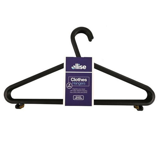 Coat Hanger 8pce Adult - Black