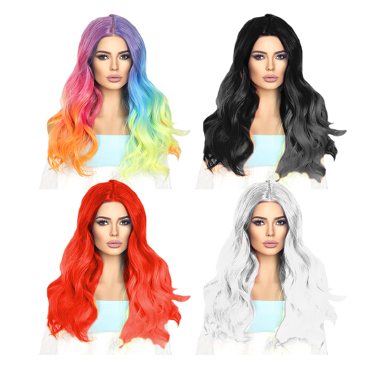 Wigs long hair 4 asst