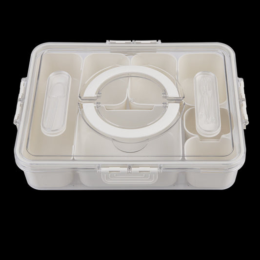 Pizzazz rectangular 7 compartment grazing box w/handles