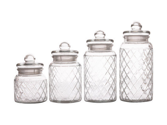 Trellis storage jars set of 4 gift boxed