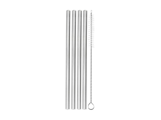 Cocktail & Co Reusable Cocktail Straw With Brush Set of 4 Stainless Steel
