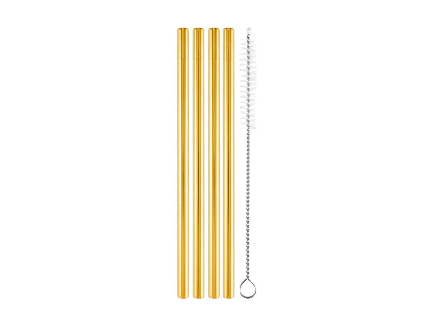 Cocktail & Co Reusable Cocktail Straw With Brush Set of 4 Gold