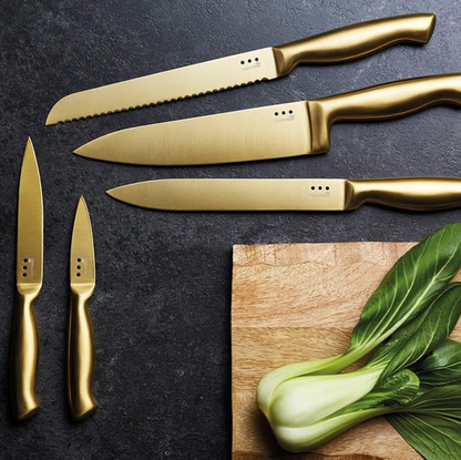 Brass/Black Metallic Knife Block Set 5pce